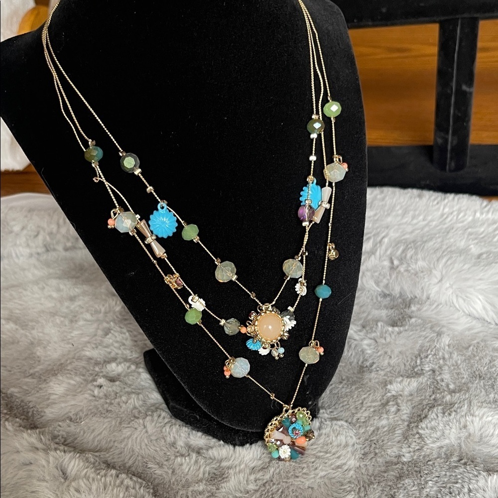Betsey Johnson Gold Multicolor Layered Necklace - Picture 4 of 6